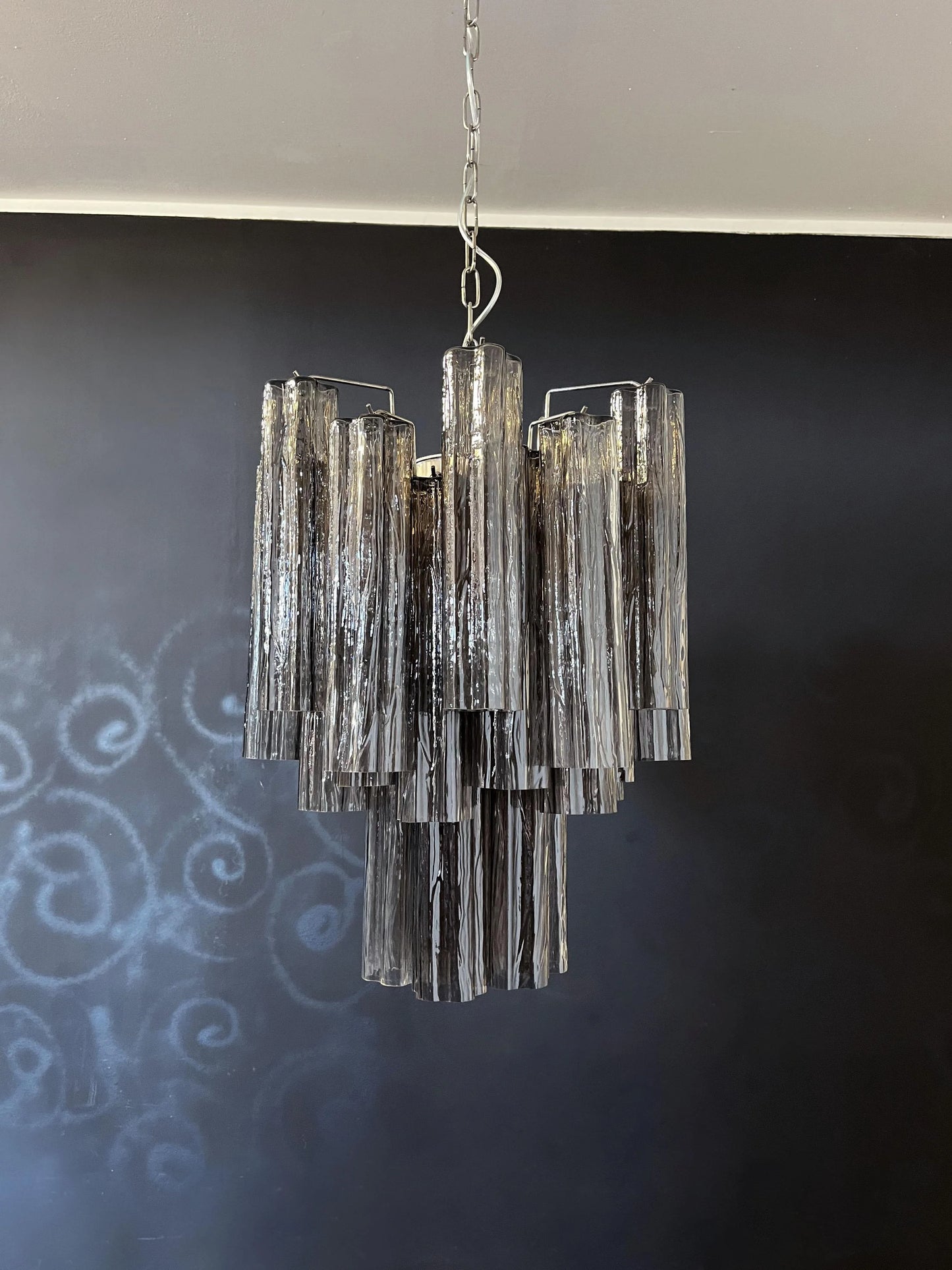 Fantastic Smoked Murano Tube Chandelier