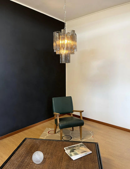 Fantastic Smoked Murano Tube Chandelier