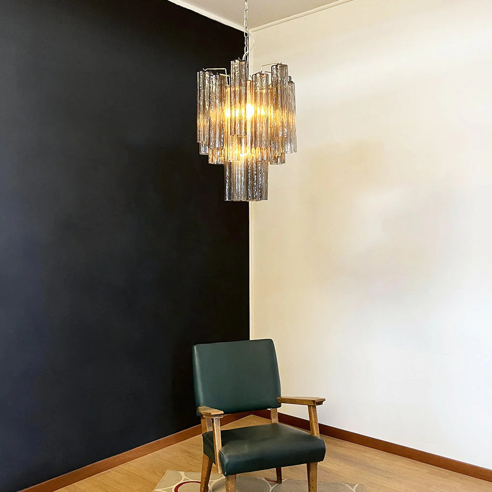 Fantastic Smoked Murano Tube Chandelier