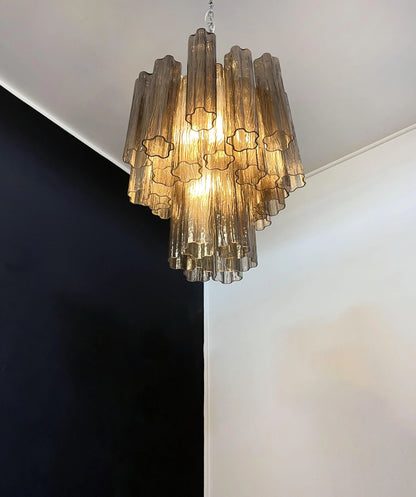 Fantastic Smoked Murano Tube Chandelier