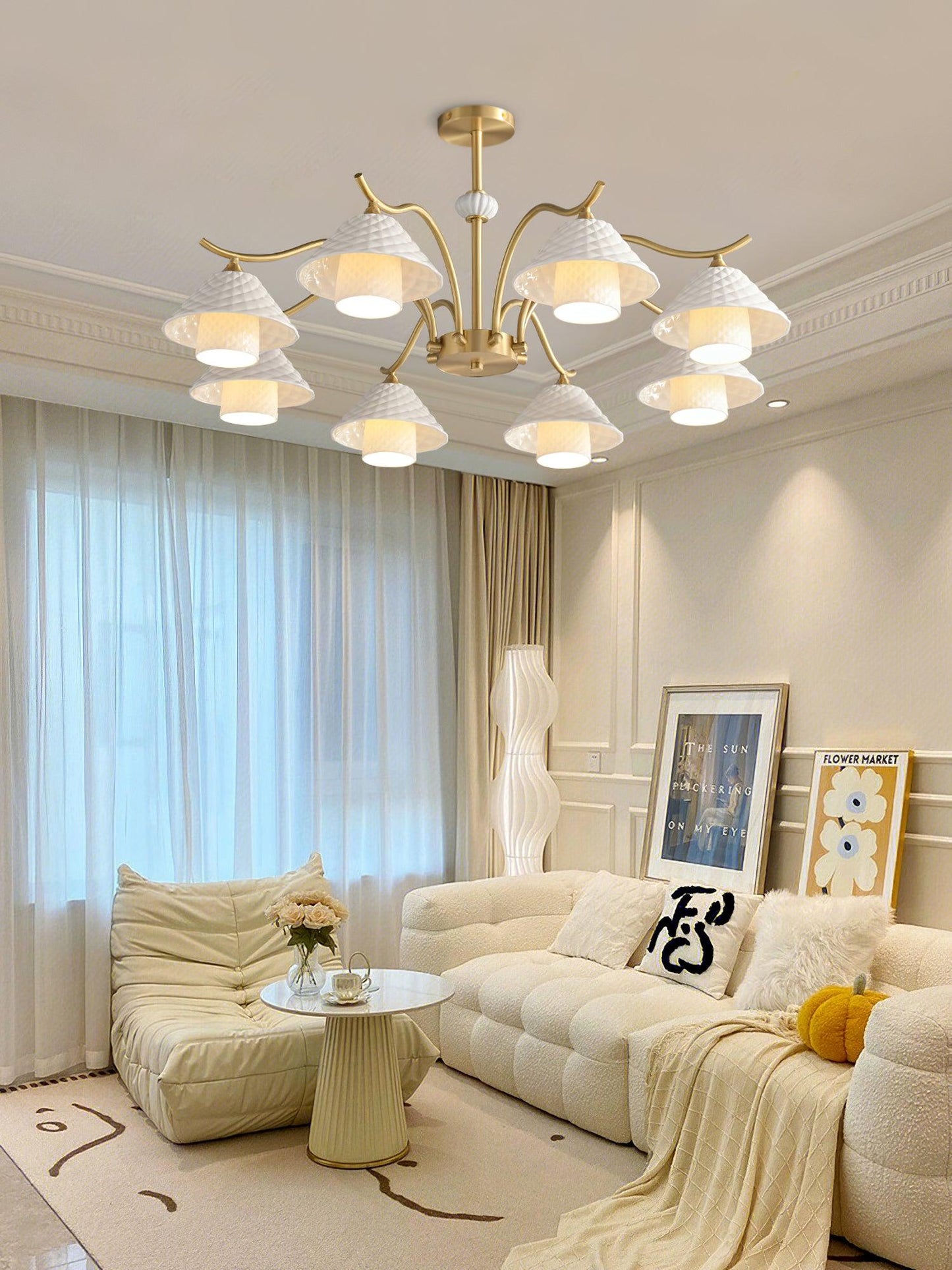 Flared Gold Ceramic Chandelier