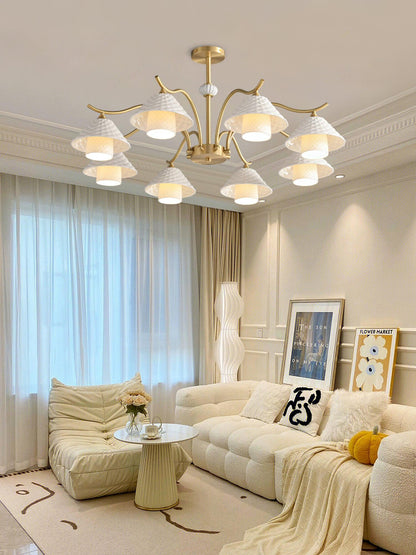 Flared Gold Ceramic Chandelier