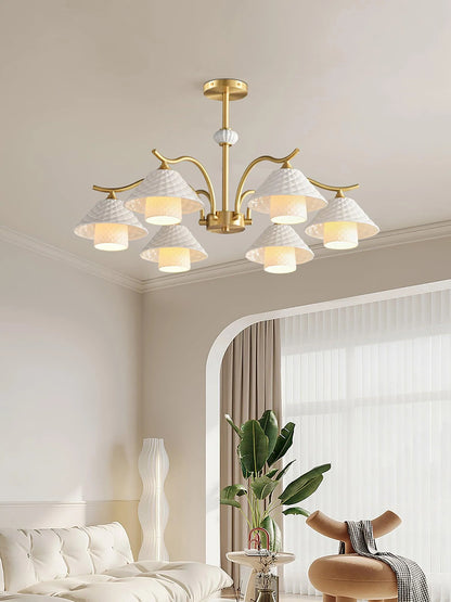 Flared Gold Ceramic Chandelier