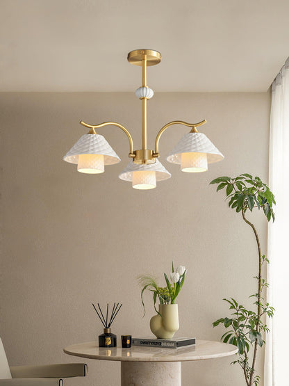 Flared Gold Ceramic Chandelier