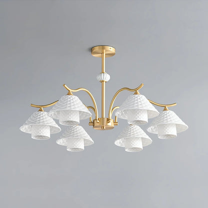 Flared Gold Ceramic Chandelier