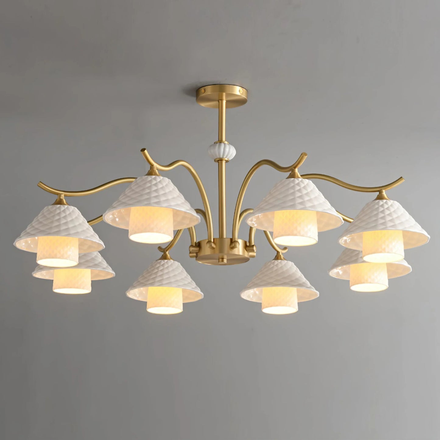 Flared Gold Ceramic Chandelier