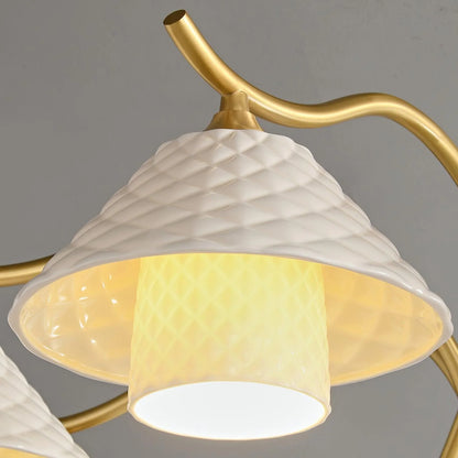 Flared Gold Ceramic Chandelier