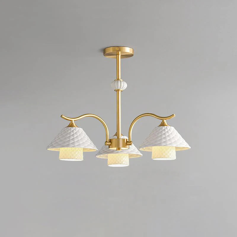 Flared Gold Ceramic Chandelier