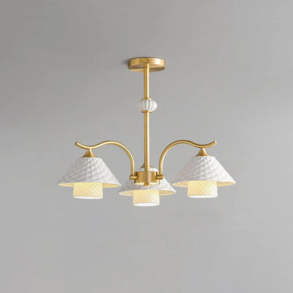 Flared Gold Ceramic Chandelier