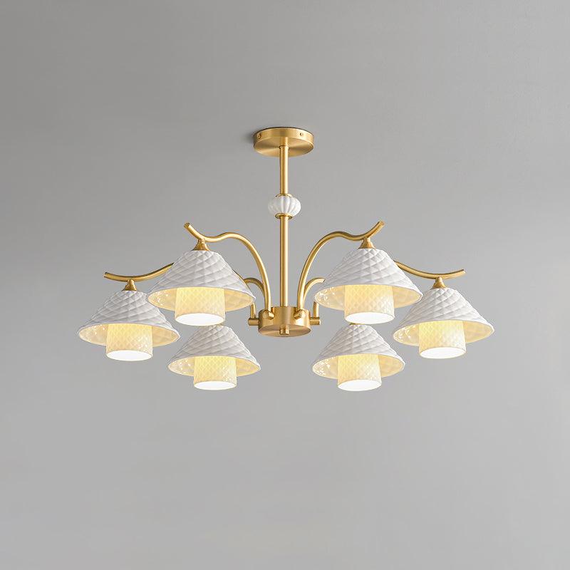 Flared Gold Ceramic Chandelier