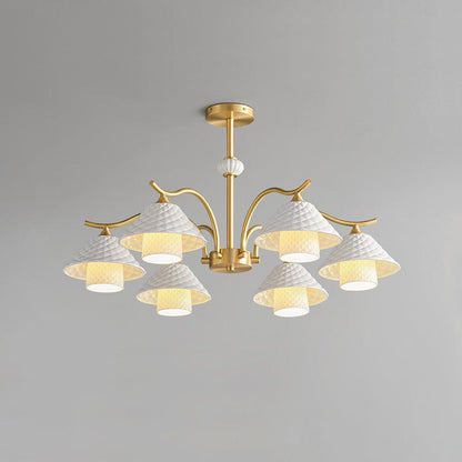 Flared Gold Ceramic Chandelier