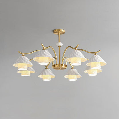 Flared Gold Ceramic Chandelier