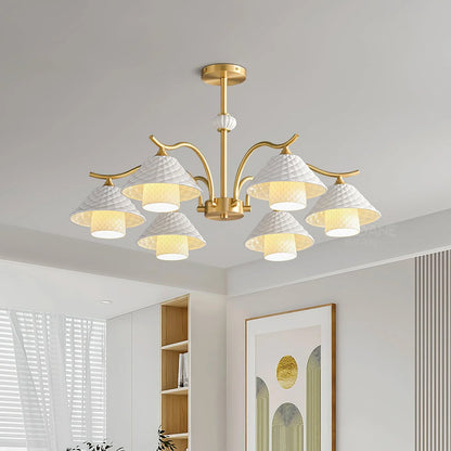 Flared Gold Ceramic Chandelier