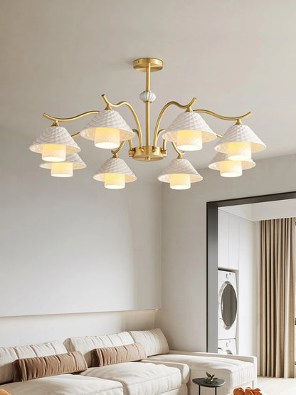 Flared Gold Ceramic Chandelier