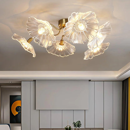 Lotus Leaf Glass Ceiling Lamp