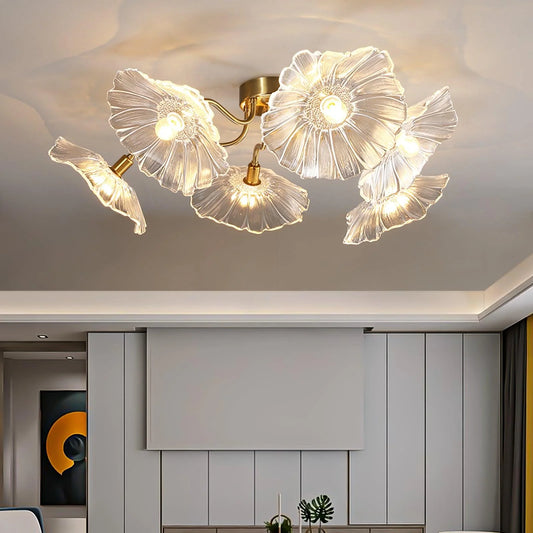 Lotus Leaf Glass Ceiling Lamp