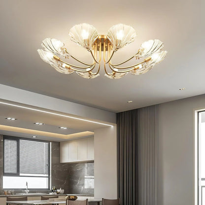 Luxury Shell Brass Ceiling Lamp