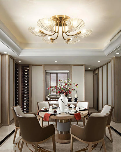 Luxury Shell Brass Ceiling Lamp