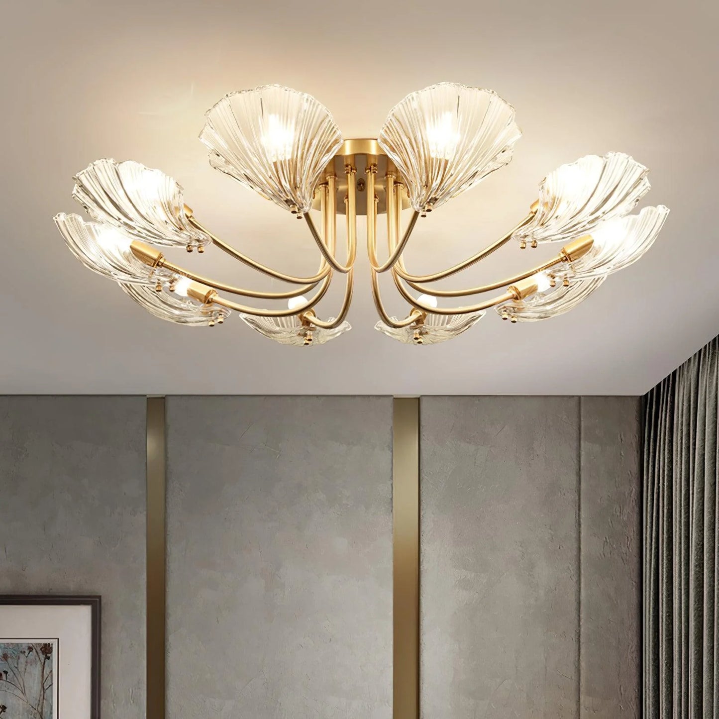 Luxury Shell Brass Ceiling Lamp