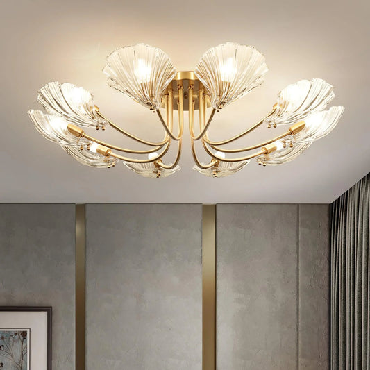 Luxury Shell Brass Ceiling Lamp