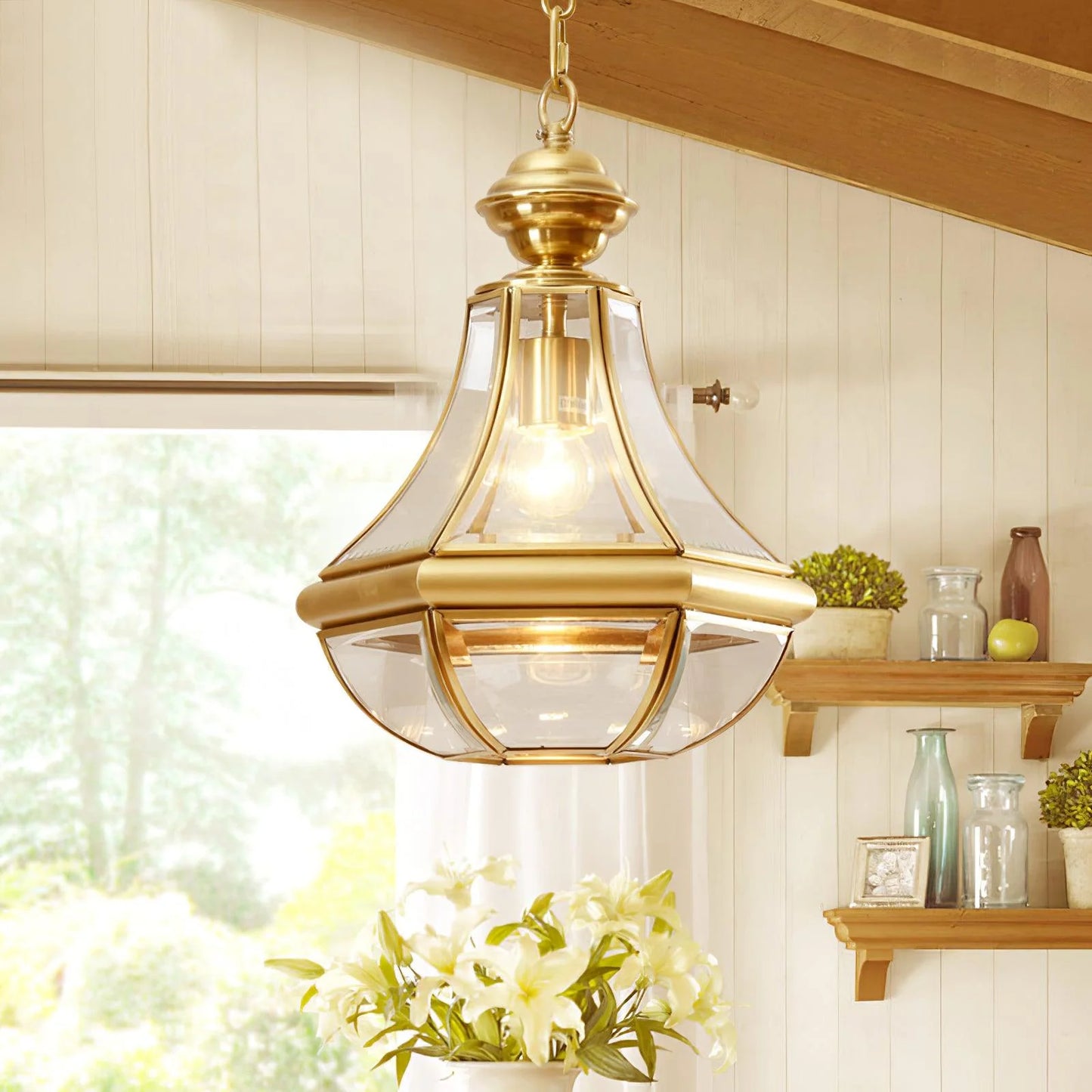 Monterey Polished Brass Outdoor Pendant Light