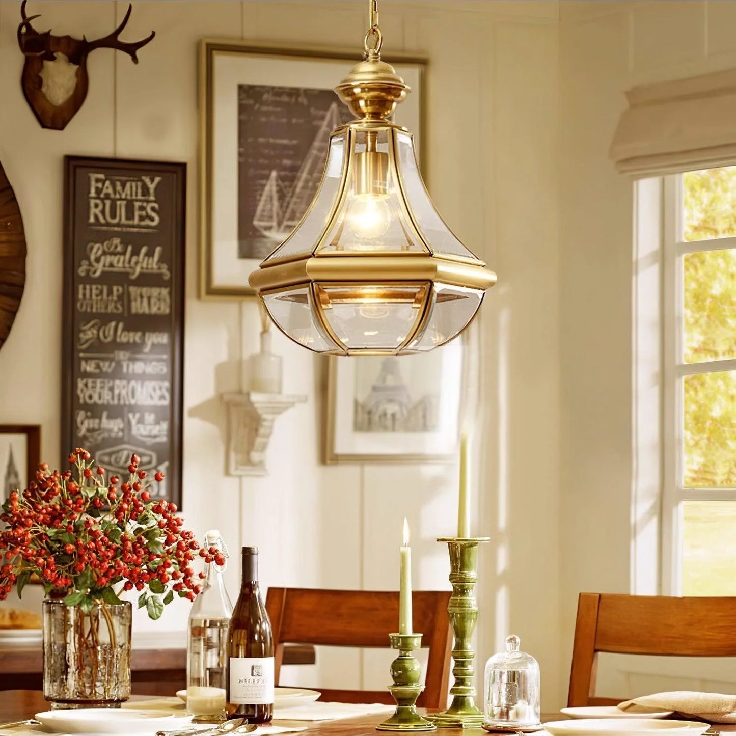 Monterey Polished Brass Outdoor Pendant Light