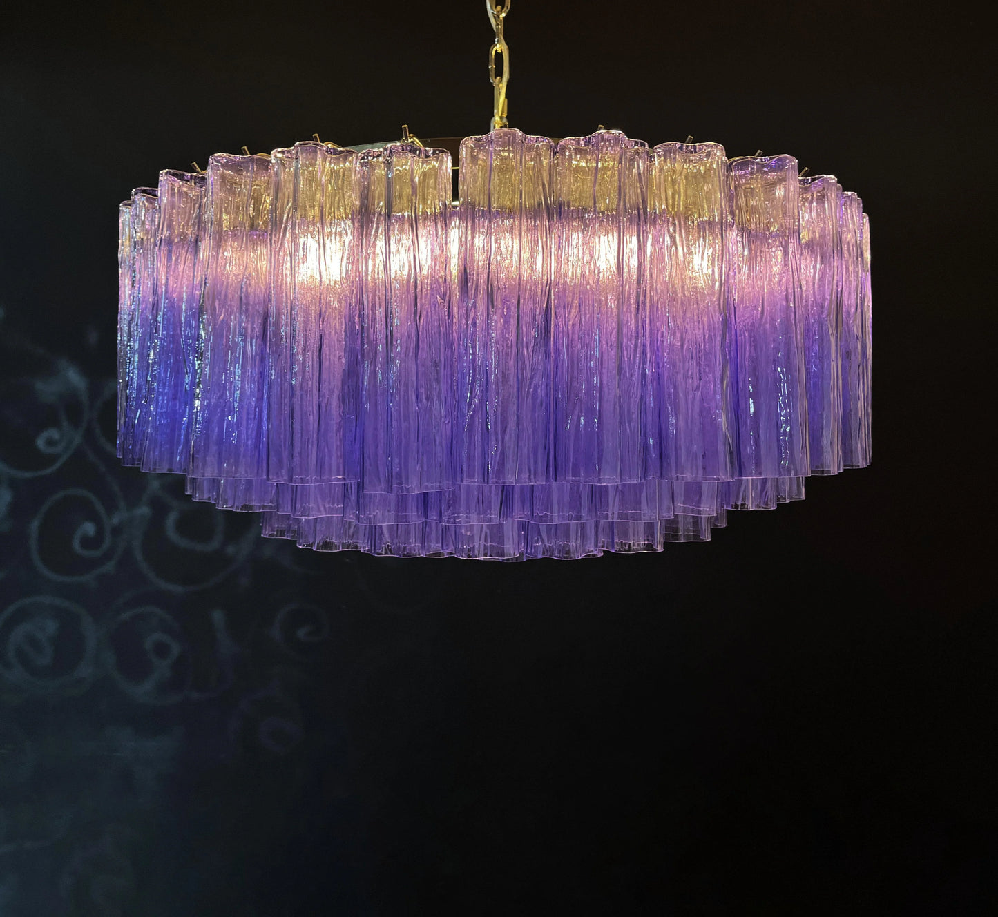 Murano Large Amethyst Tube Chandelier