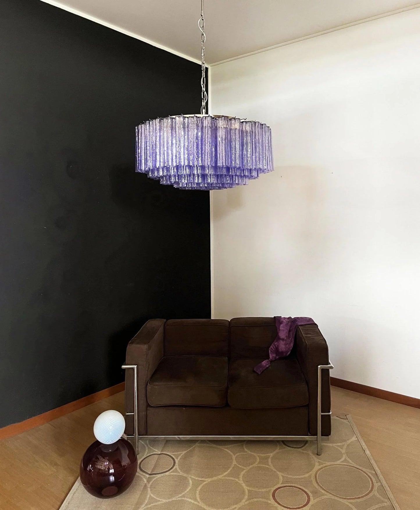 Murano Large Amethyst Tube Chandelier