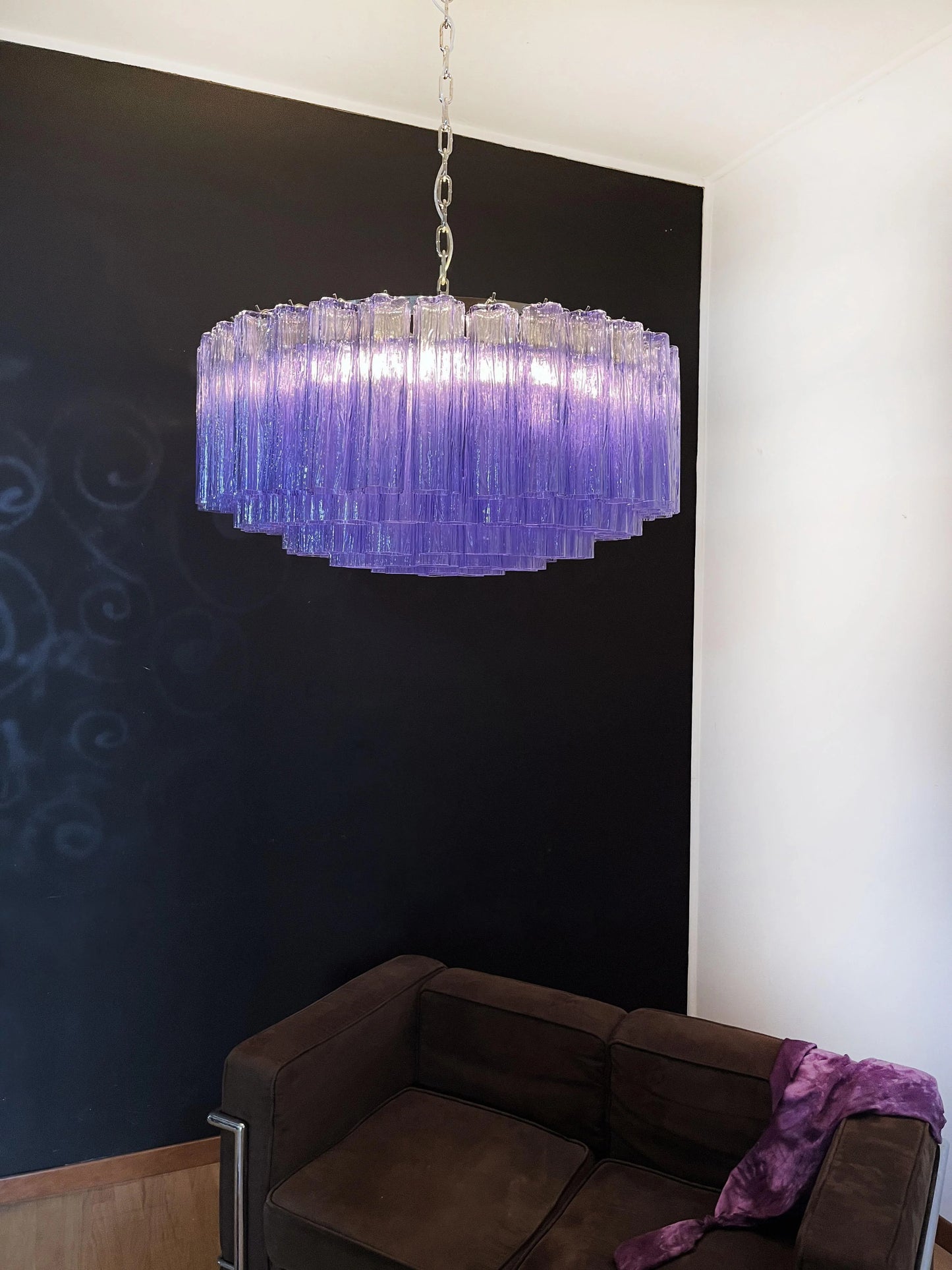 Murano Large Amethyst Tube Chandelier