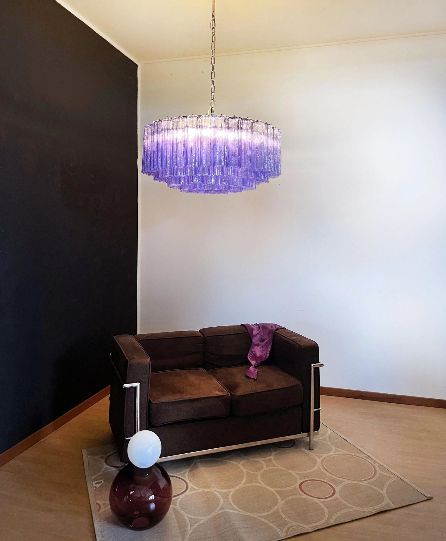 Murano Large Amethyst Tube Chandelier