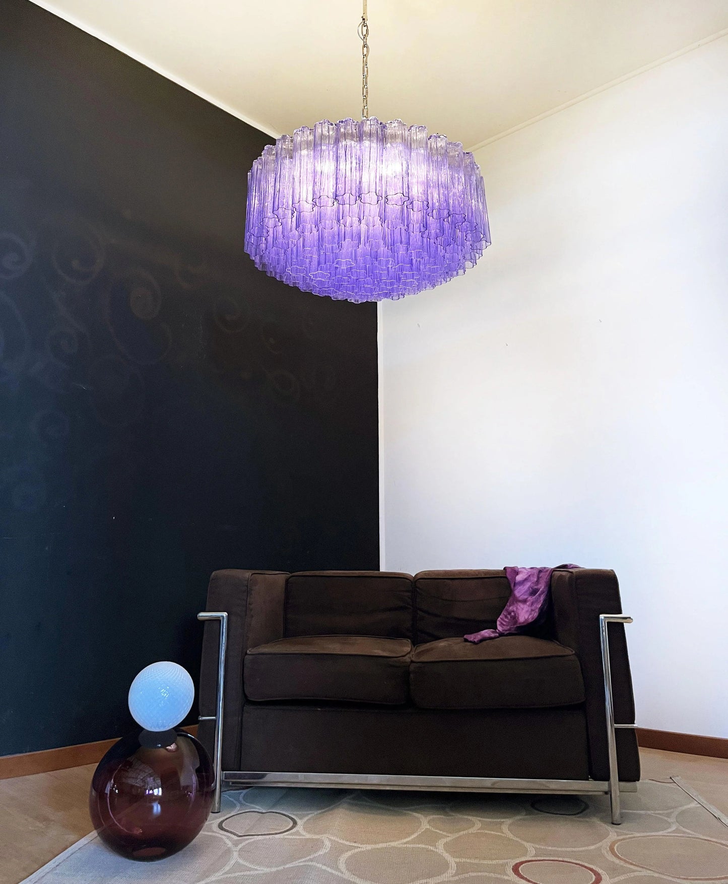 Murano Large Amethyst Tube Chandelier