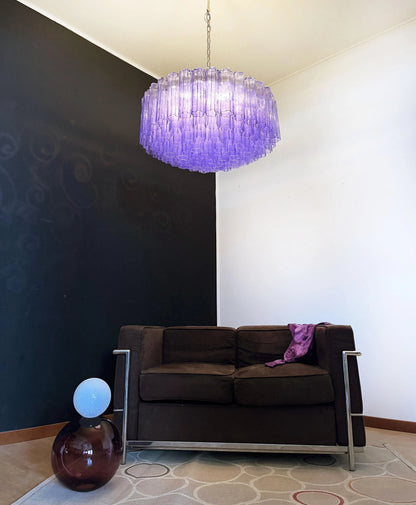 Murano Large Amethyst Tube Chandelier