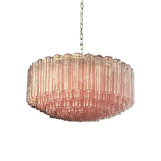 Murano Large Pink Tube Chandelier
