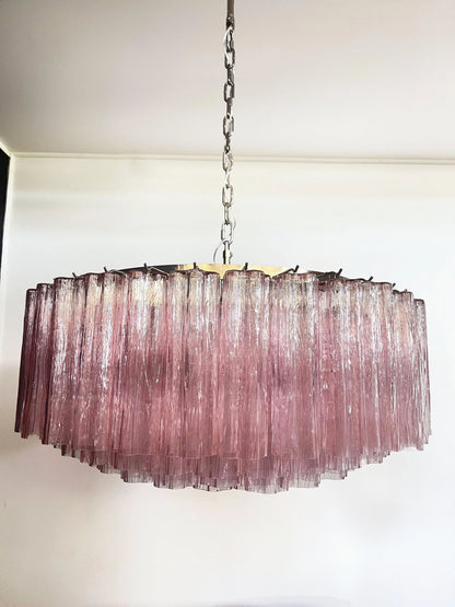 Murano Large Pink Tube Chandelier