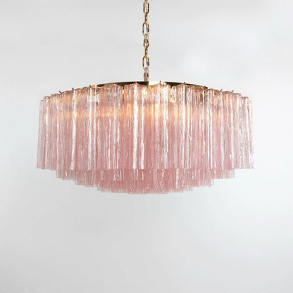 Murano Large Pink Tube Chandelier