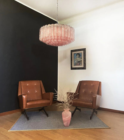 Murano Large Pink Tube Chandelier