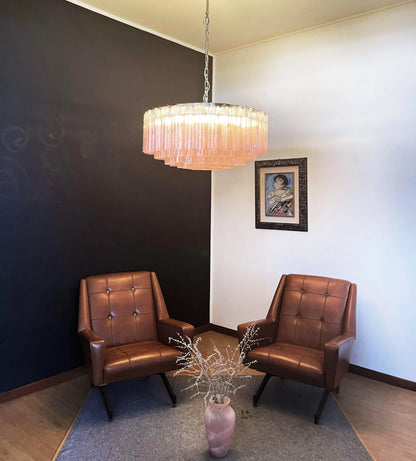 Murano Large Pink Tube Chandelier