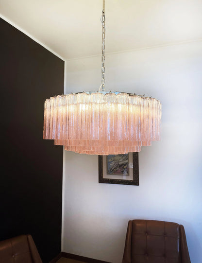 Murano Large Pink Tube Chandelier