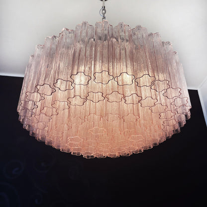 Murano Large Pink Tube Chandelier