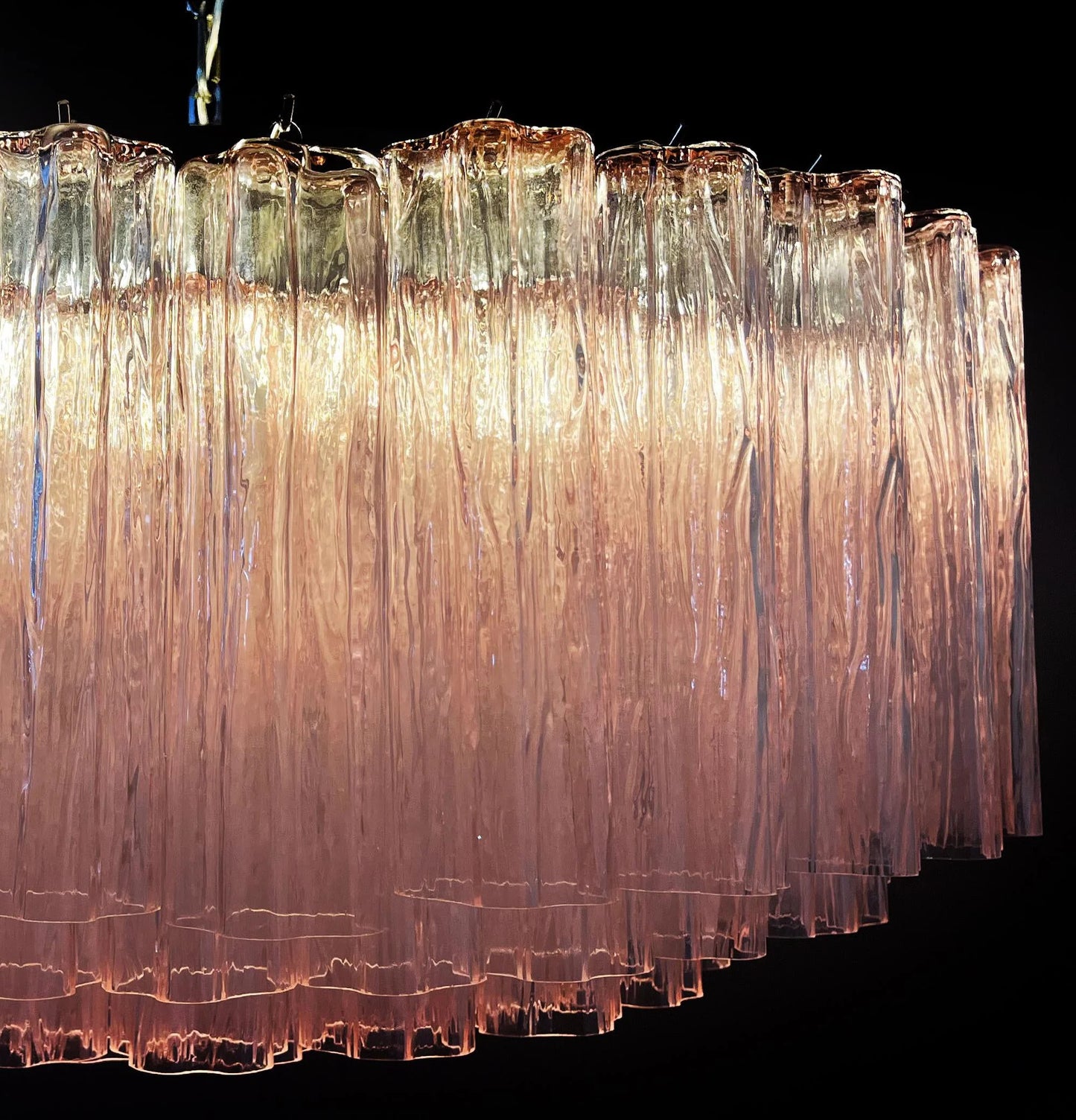 Murano Large Pink Tube Chandelier