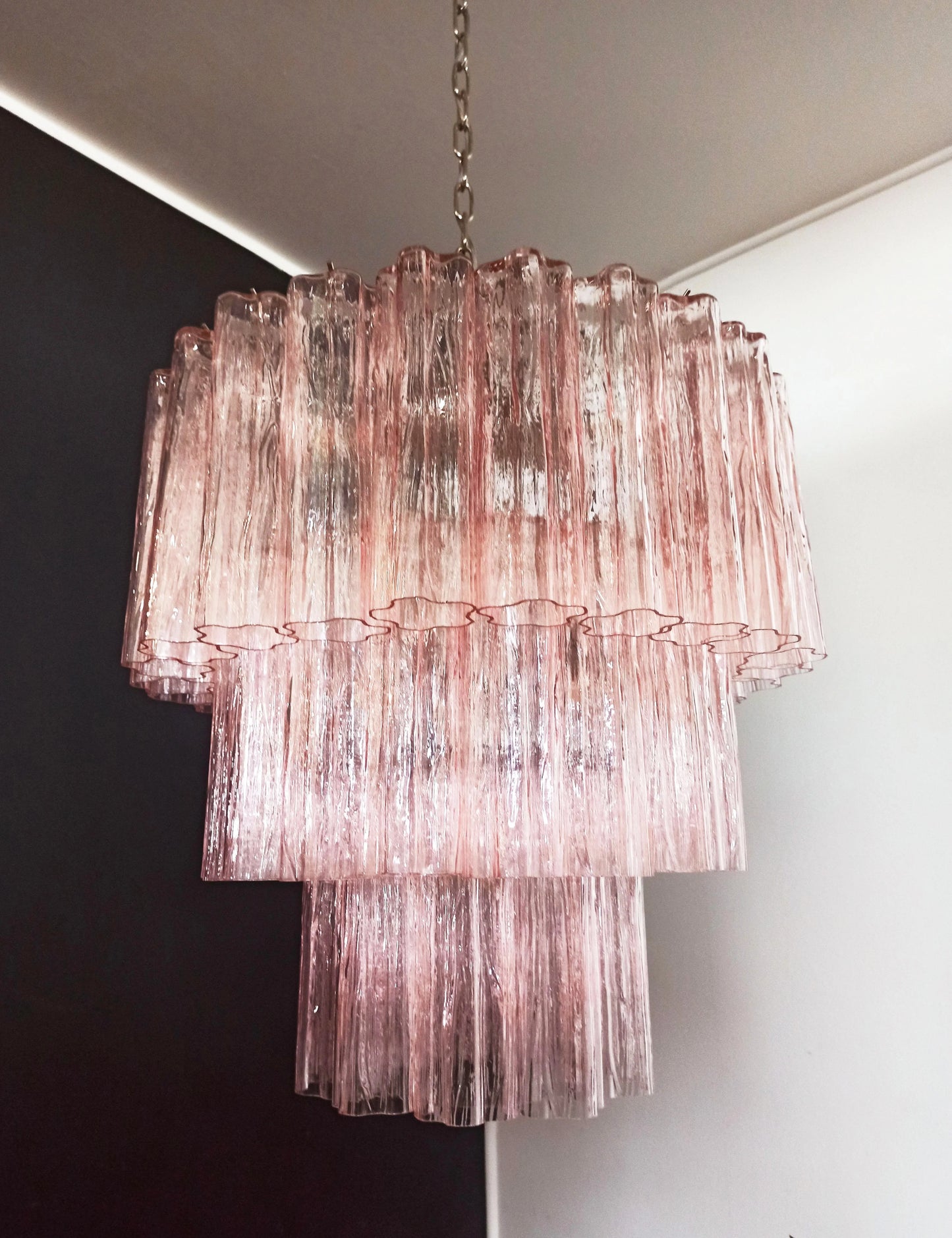 Murano Pink Tubes Chandelier