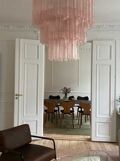 Murano Pink Tubes Chandelier