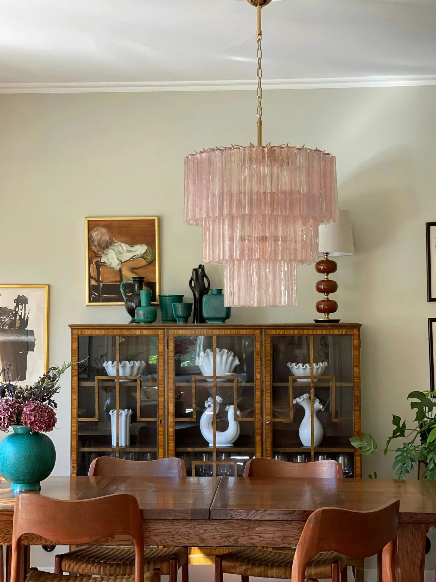 Murano Pink Tubes Chandelier