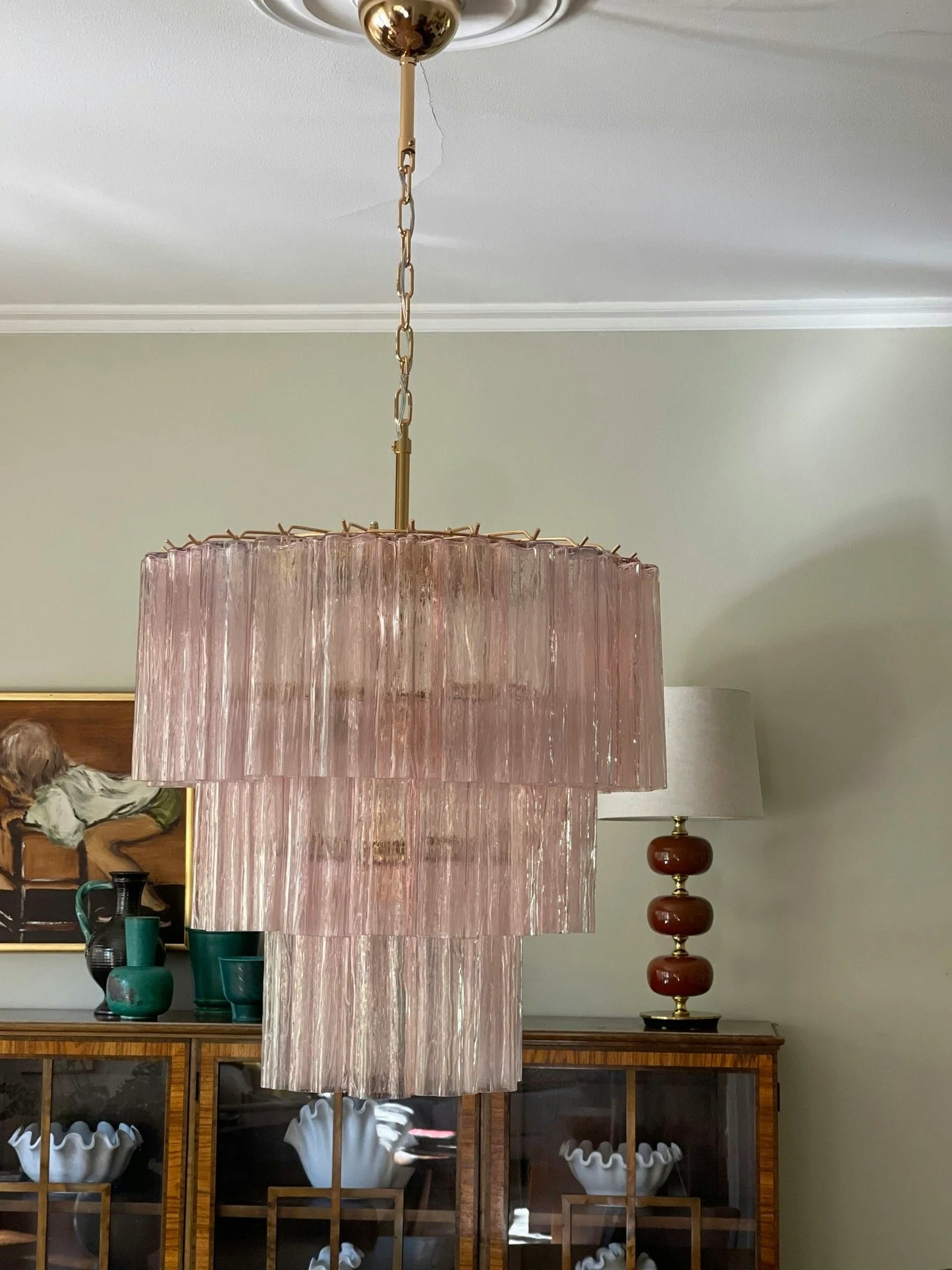 Murano Pink Tubes Chandelier