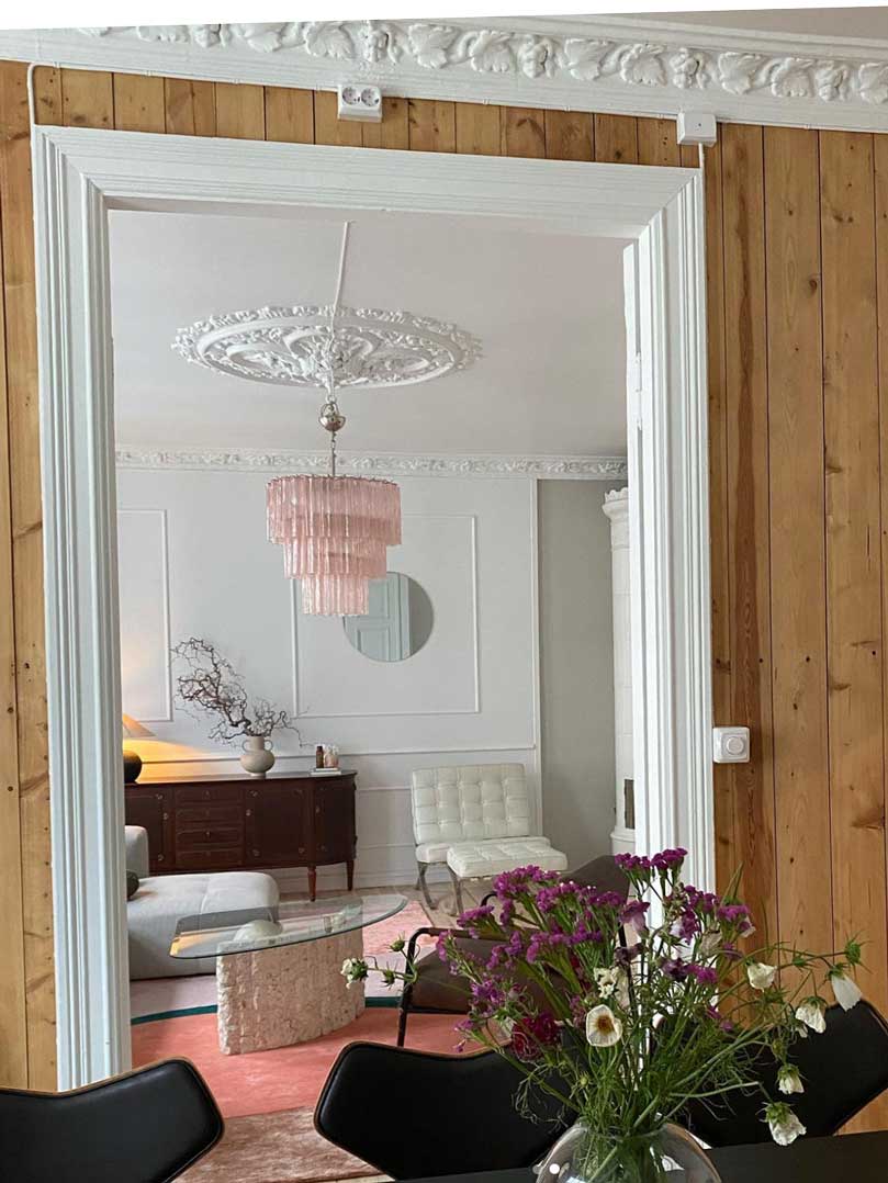 Murano Pink Tubes Chandelier