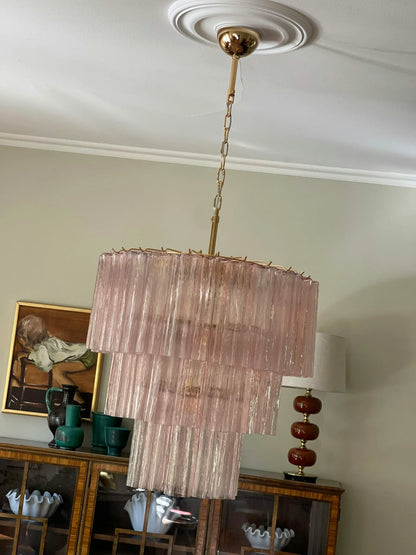 Murano Pink Tubes Chandelier