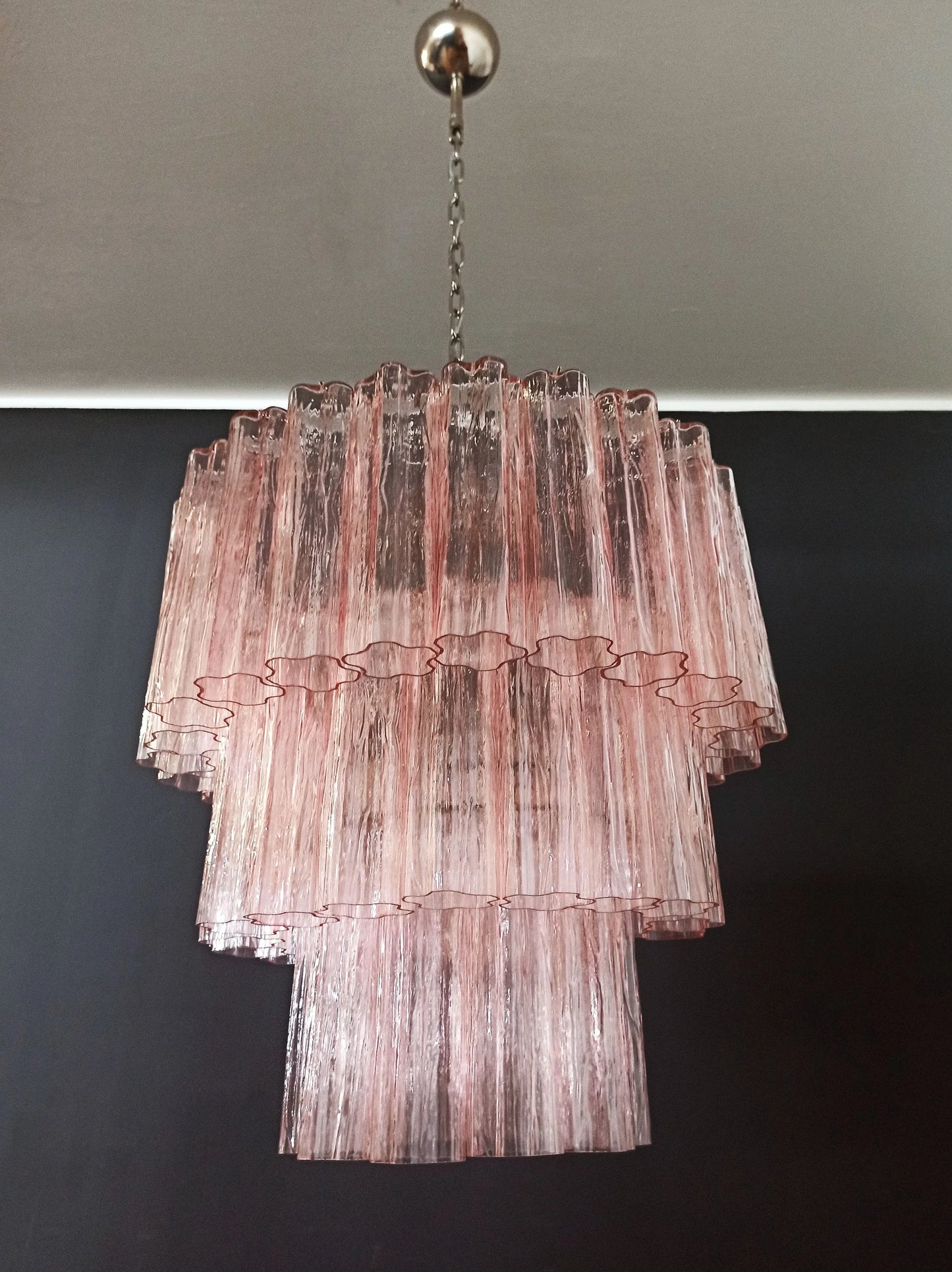 Murano Pink Tubes Chandelier