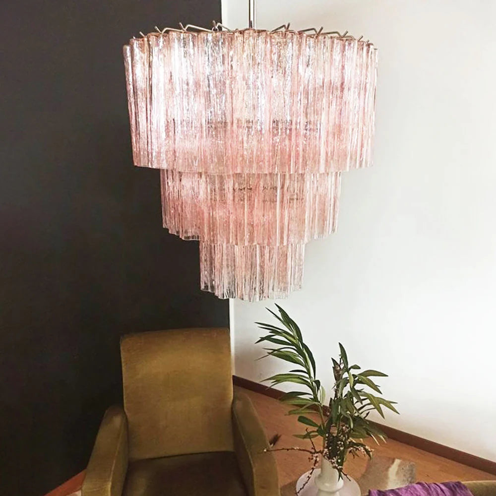 Murano Pink Tubes Chandelier