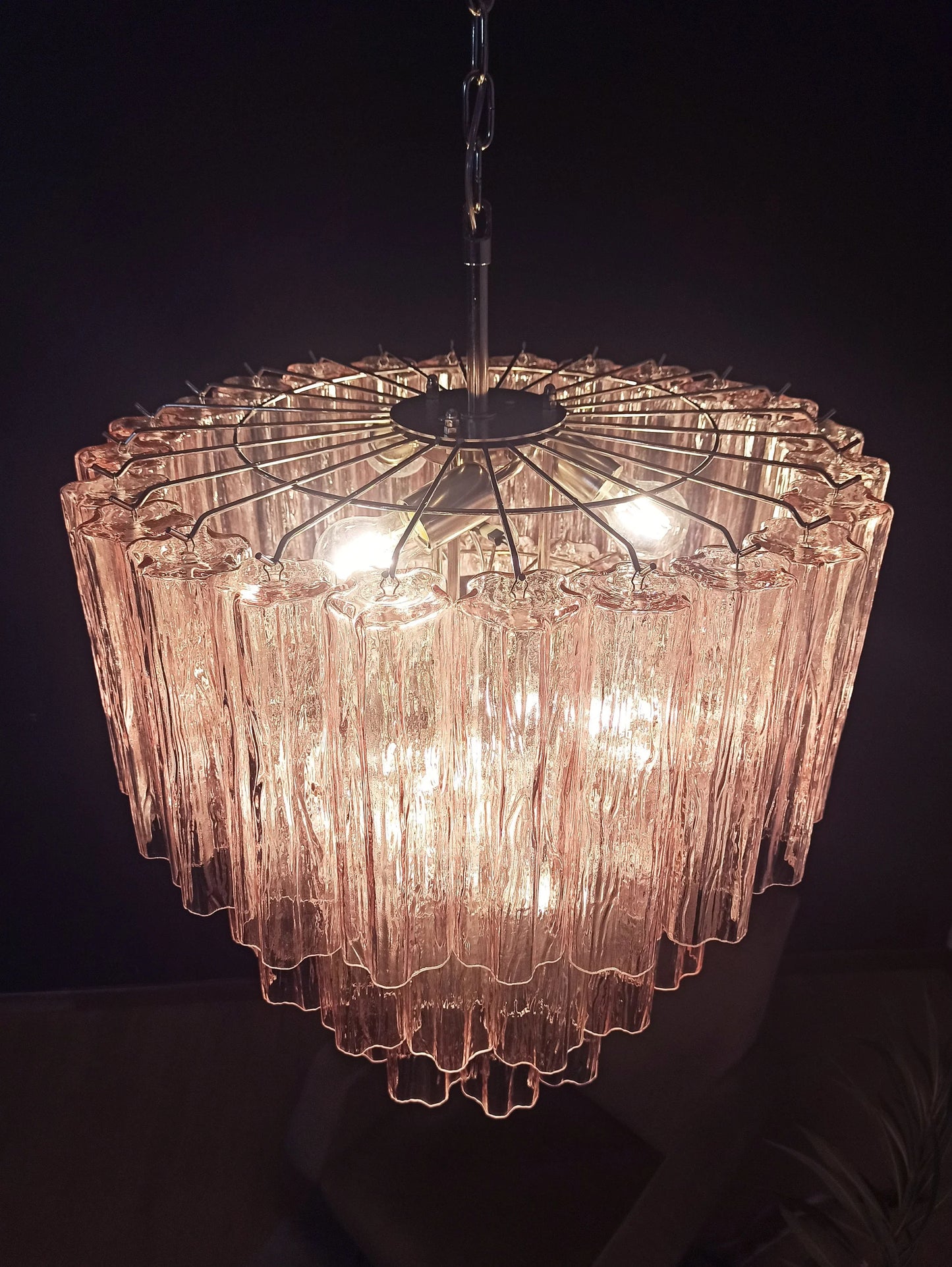 Murano Pink Tubes Chandelier