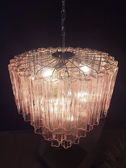 Murano Pink Tubes Chandelier